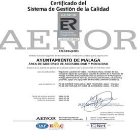 AENOR certificate of official public transport service